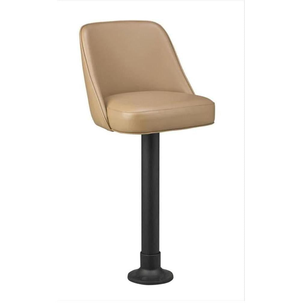 Tabourets de bar sur pied central avec assise baquet sur mesure et dossier capitonné optionnel