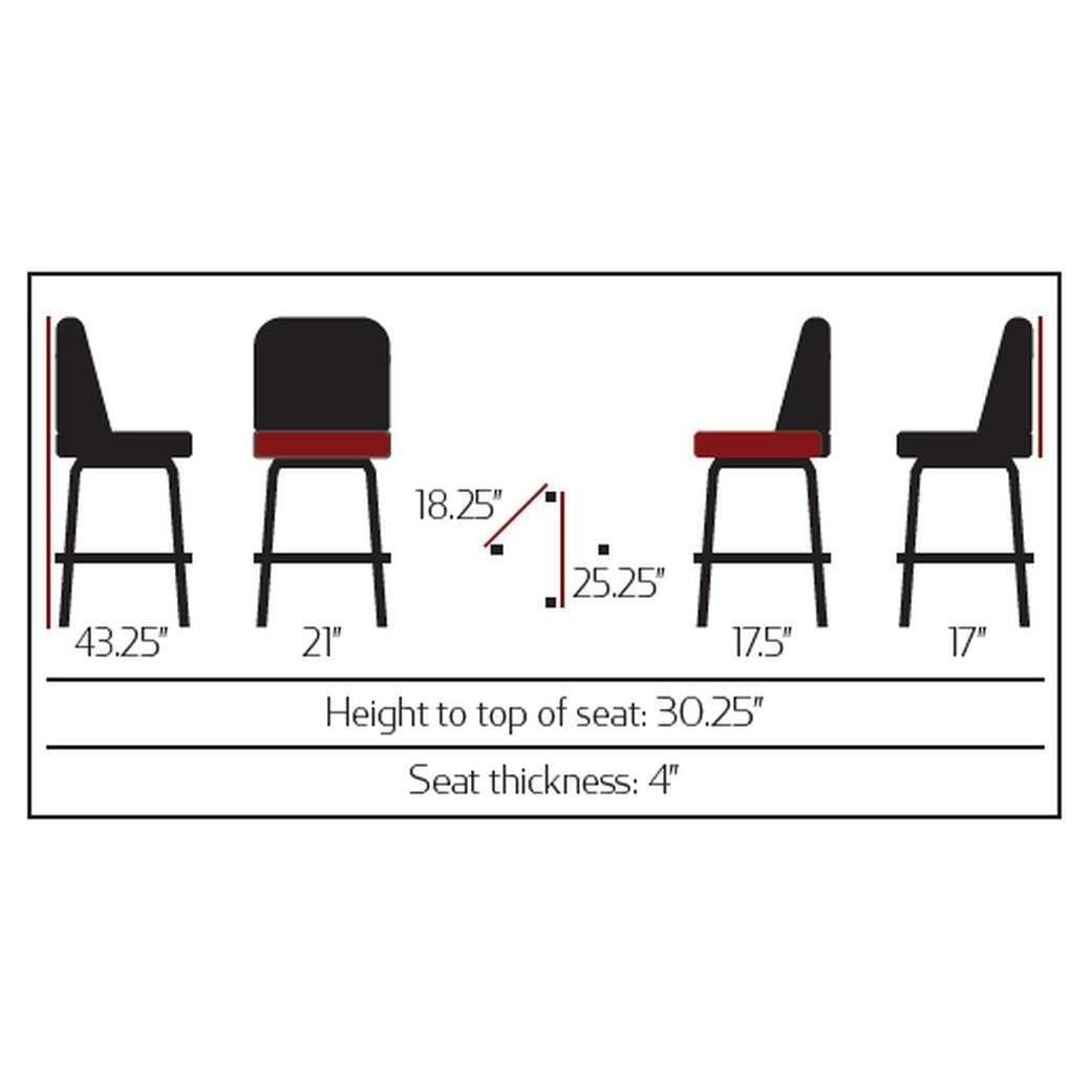 Taburete de bar XL con base cuadrada negra brillante giratoria