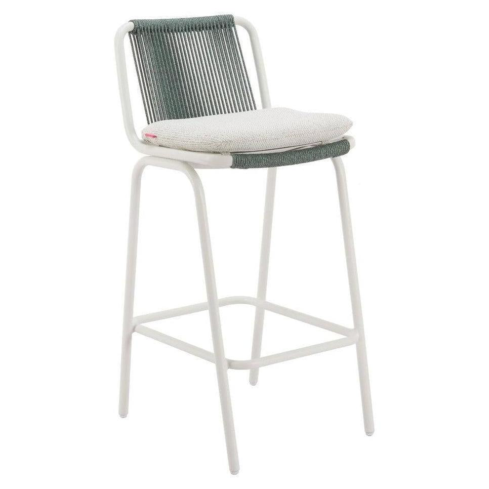 Tabouret de bar extérieur TREVI en métal rembourré