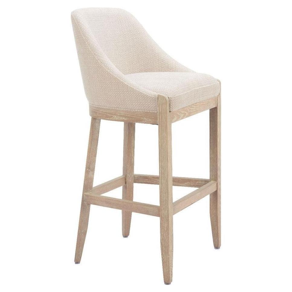 Bar stool SANTOS with padded wooden seat
