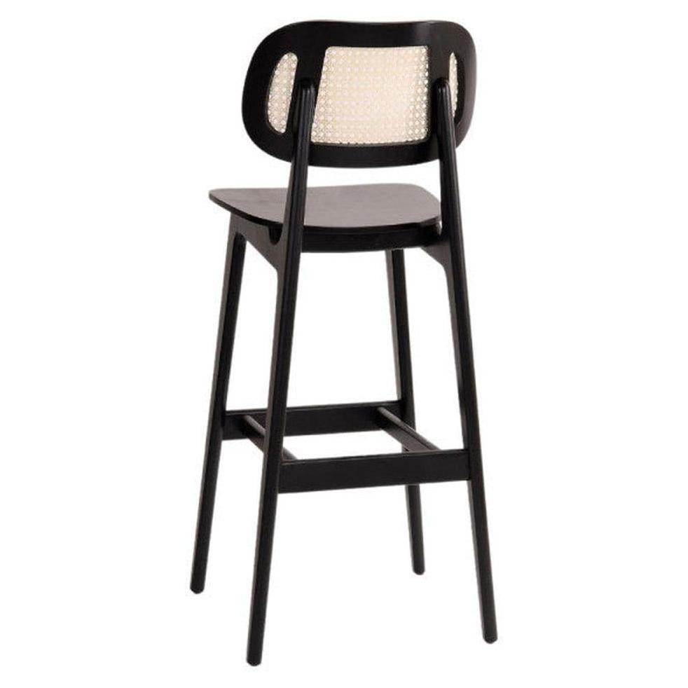 Modern bar stool PIRES with rattan backrest