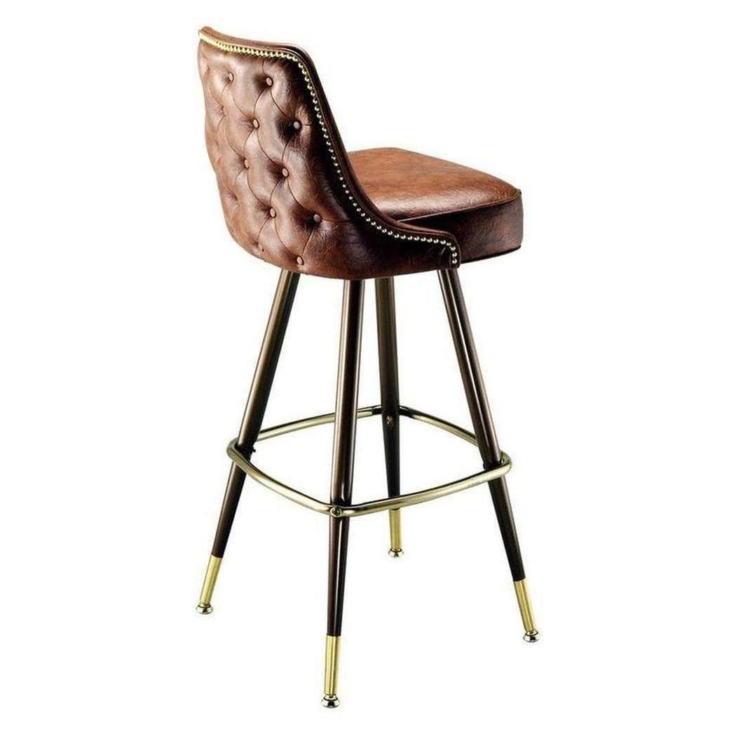 Tabouret de bar capitonné avec clous décoratifs et pieds métal