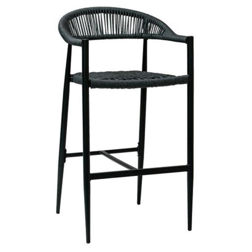 Tabouret de bar extérieur RILLEY avec assise en corde synthétique tressée