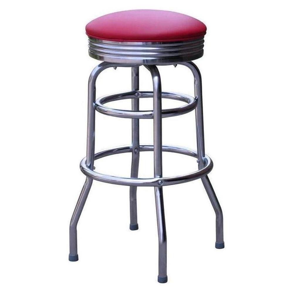 Retro Chrome Double Ring Bar Stool