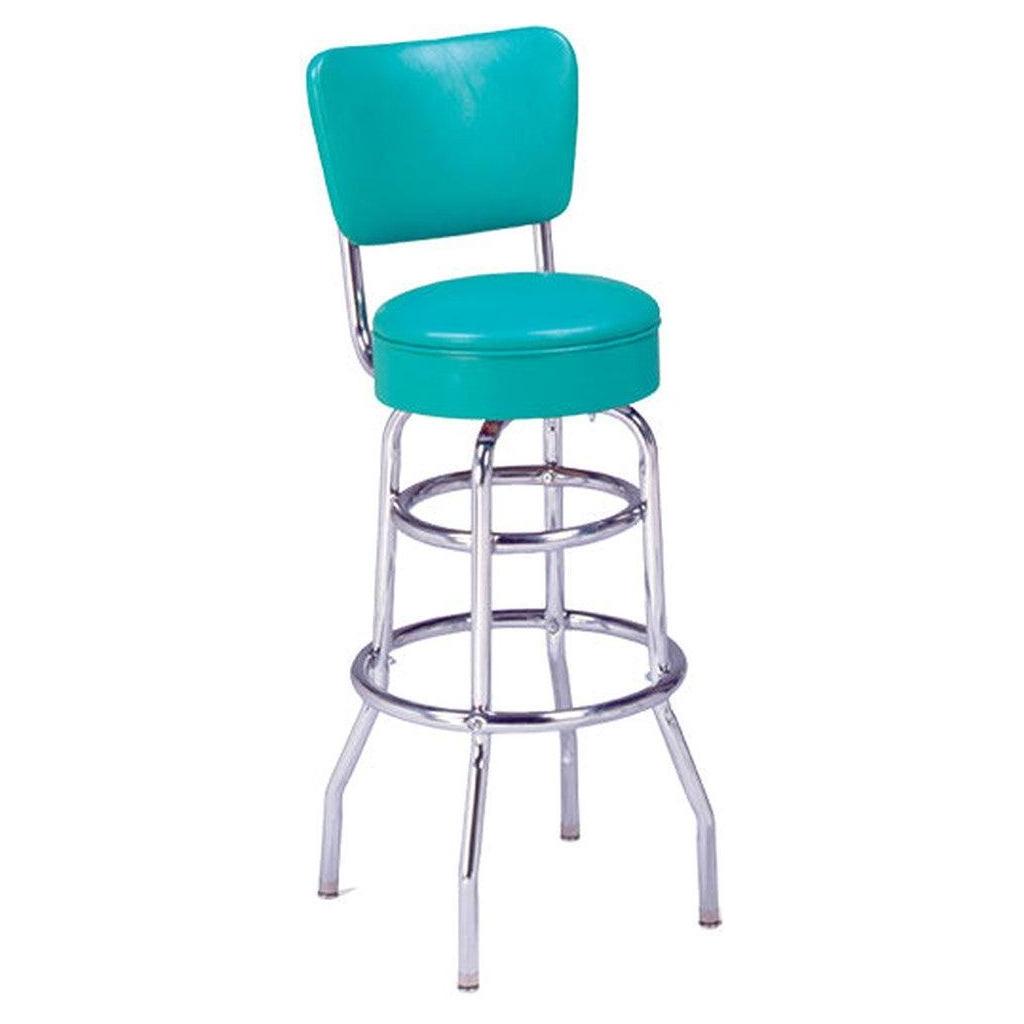 Tabouret de bar pivotant sur mesure chrome à double anneau avec dossier