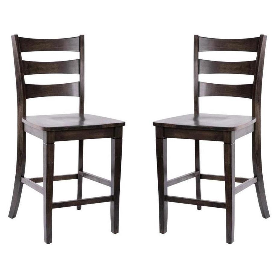 Lot de 2 tabourets de bar MARCAL en bois massif style ferme moderne