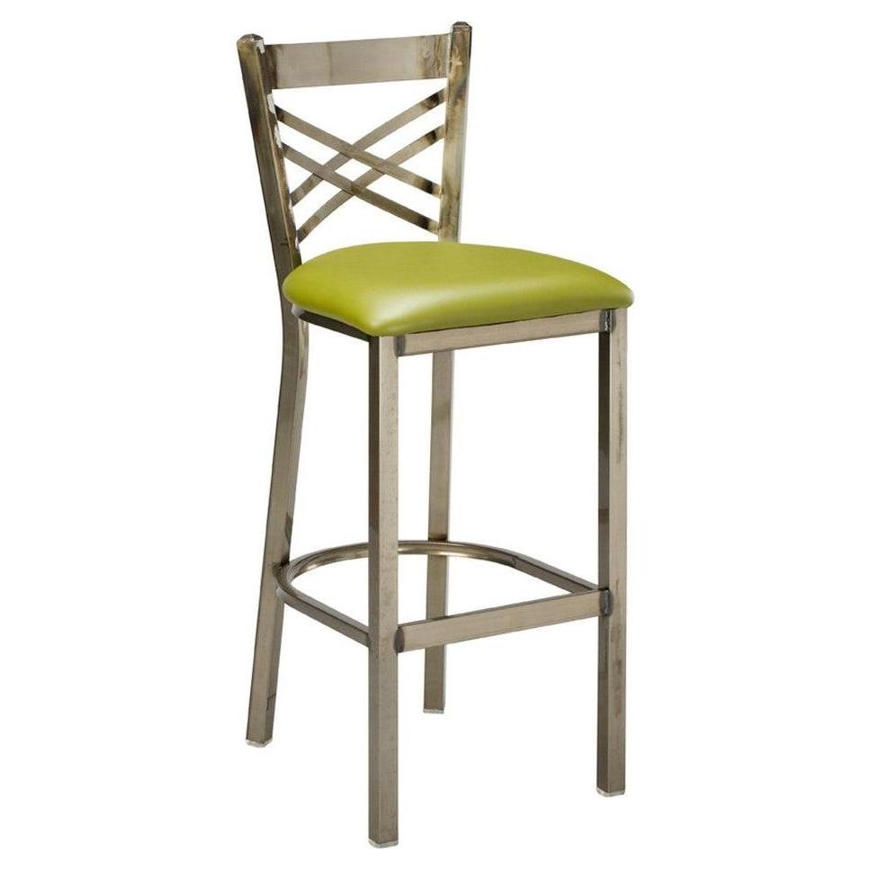 Taburete de bar acolchado a medida con respaldo cruzado