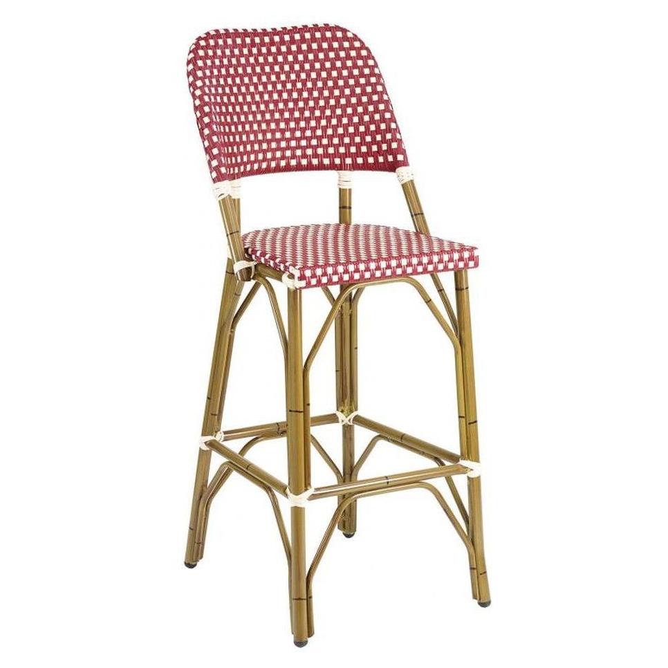 Tabouret de bar extérieur BRT en aluminium effet rotin