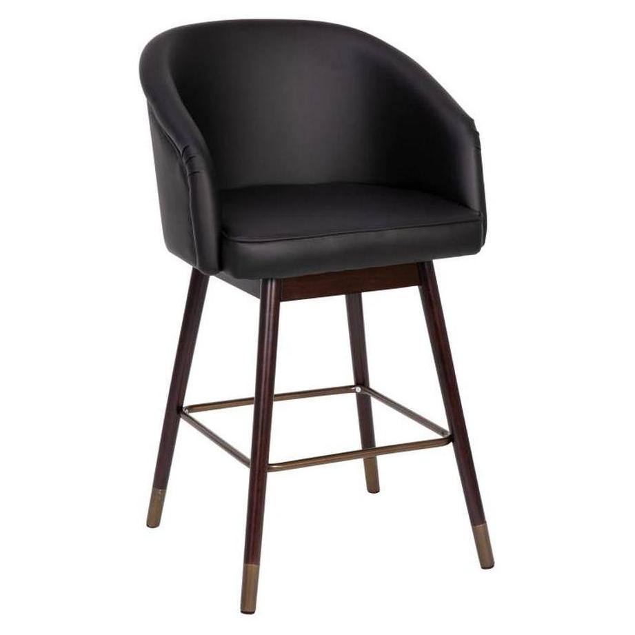 Tabouret de comptoir DIJAN 66 cm dossier mi-haut finition noyer usage professionnel