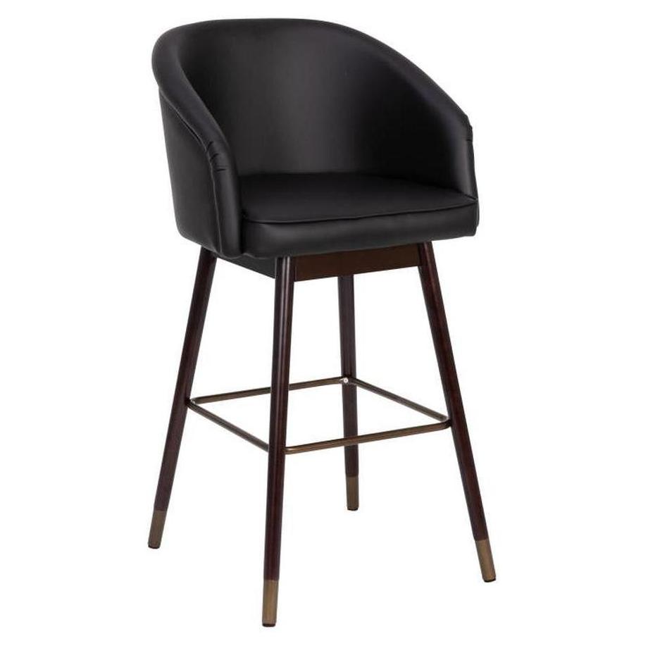 Bar stool DIJAN 76 cm with mid-height backrest walnut finish for professional use