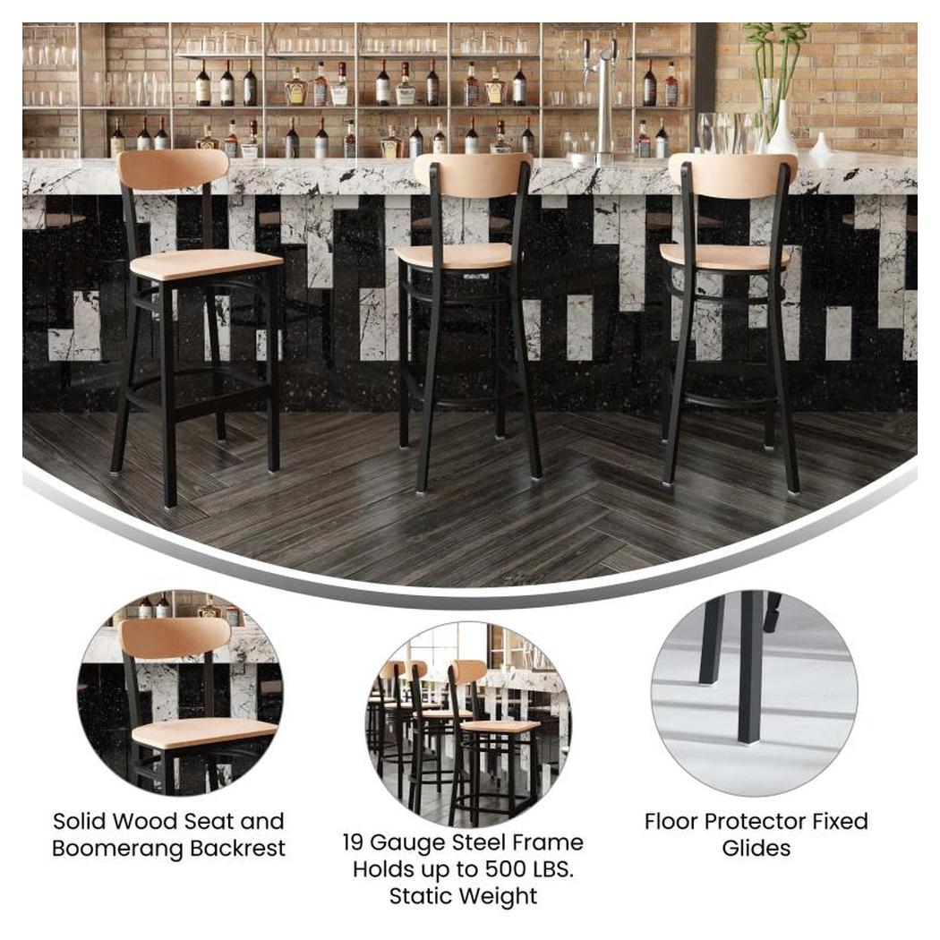 Taburete de bar Wright con capacidad de 225 kg y respaldo de boomerang