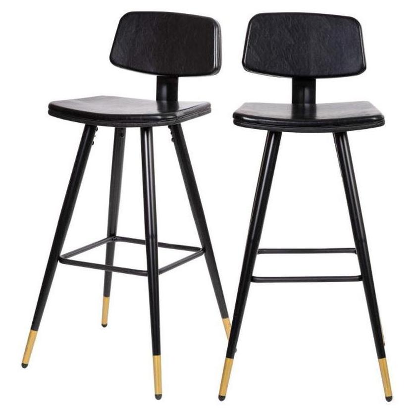 Lot de 2 tabourets de bar Kora dossier bas rembourrés LeatherSoft