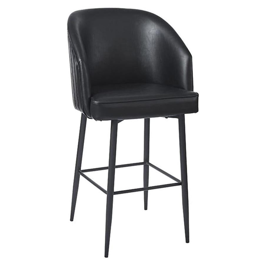 Taburete de bar barril negro con patas de acero