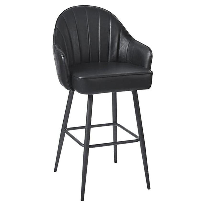 Tabouret de bar avec pieds acier et assise baquet vinyle noir