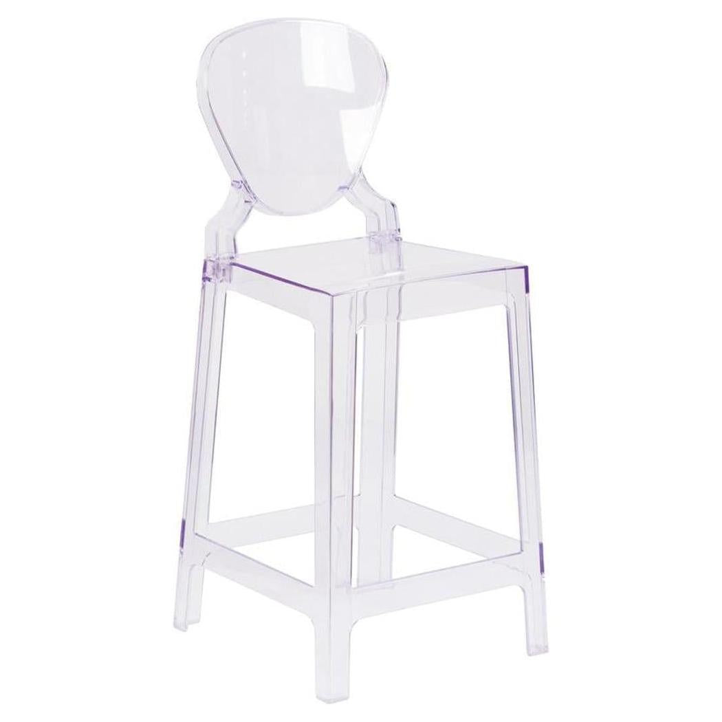 Tabouret de comptoir Ghost transparent avec dossier ajouré