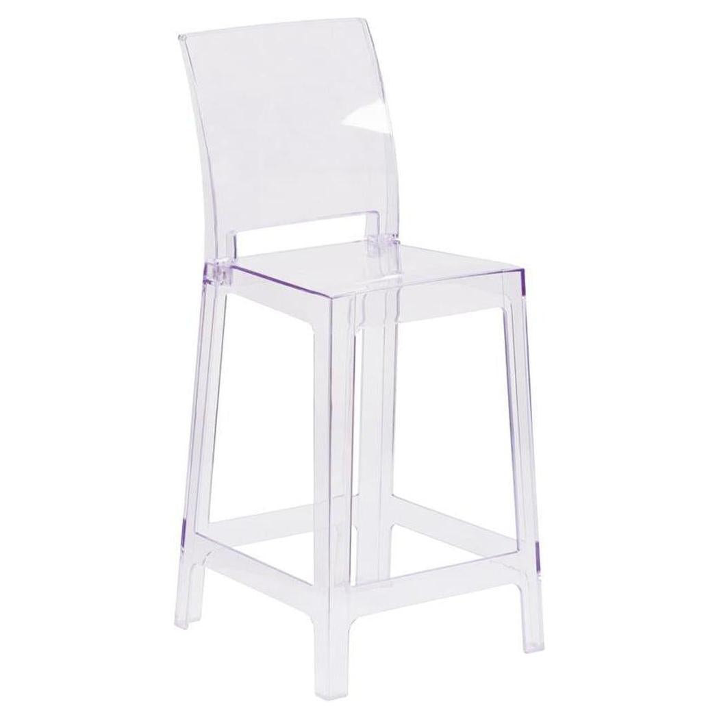 Tabouret de comptoir Ghost transparent avec dossier carré