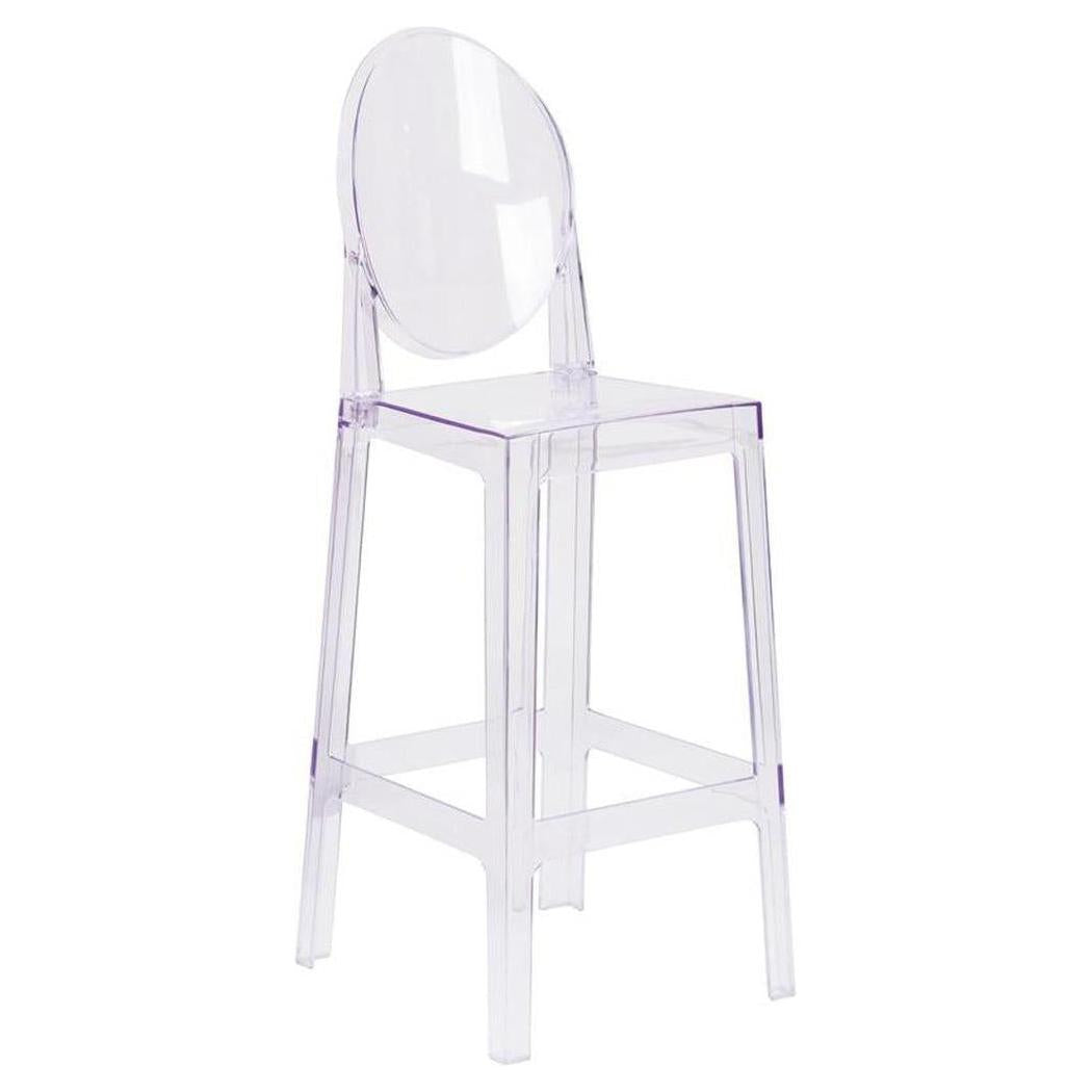 Transparent Ghost Bar Stool with Oval Backrest