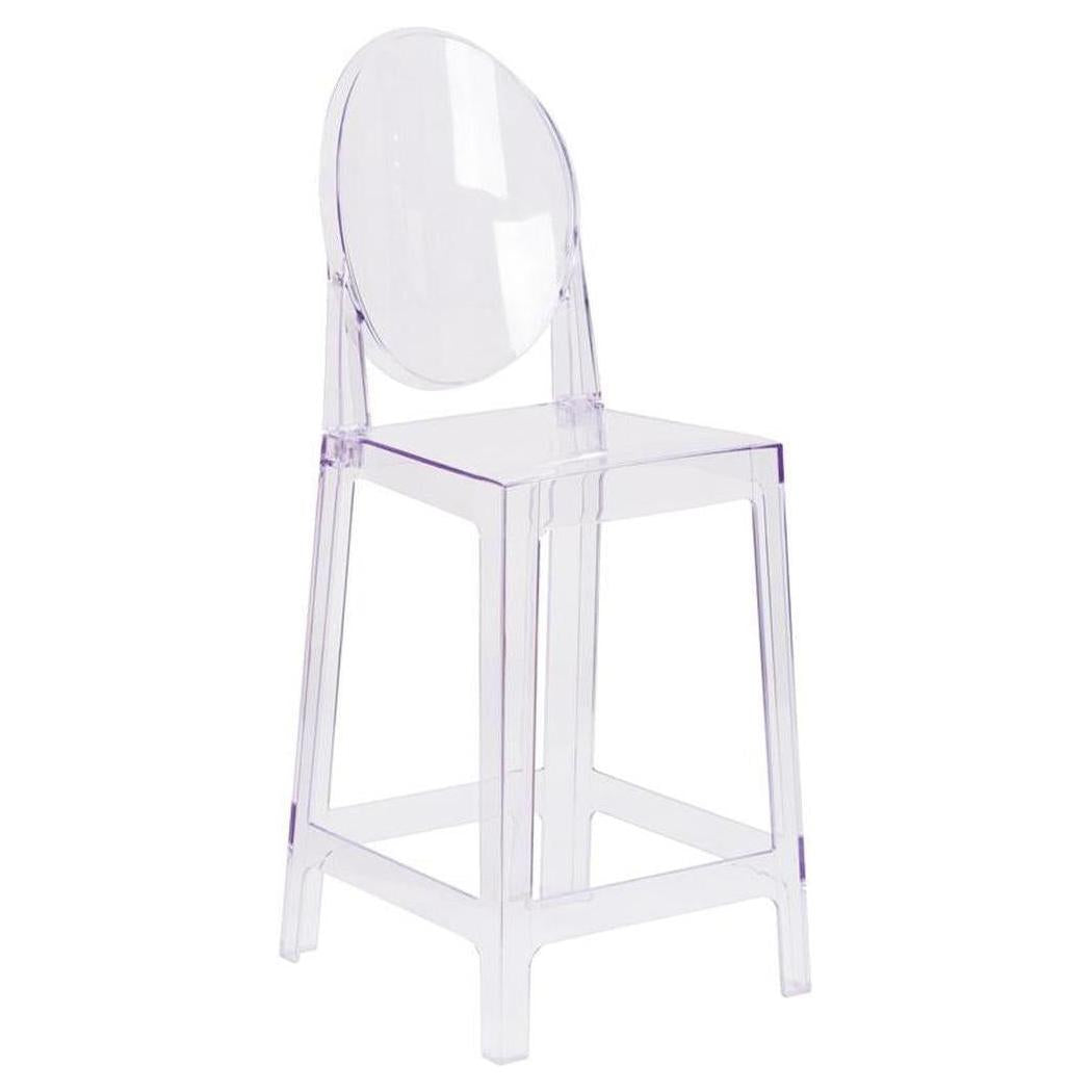 Transparent Ghost Counter Stool with Oval Backrest