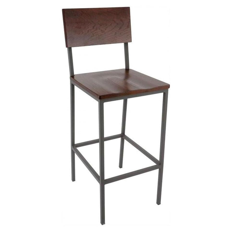 Bar stool in metal with wooden or padded seat