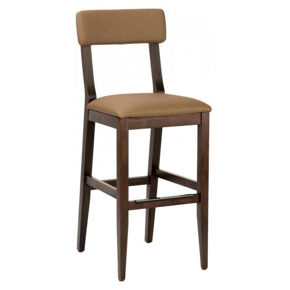Tabouret de bar en hêtre européen avec dossier rectangulaire rembourré