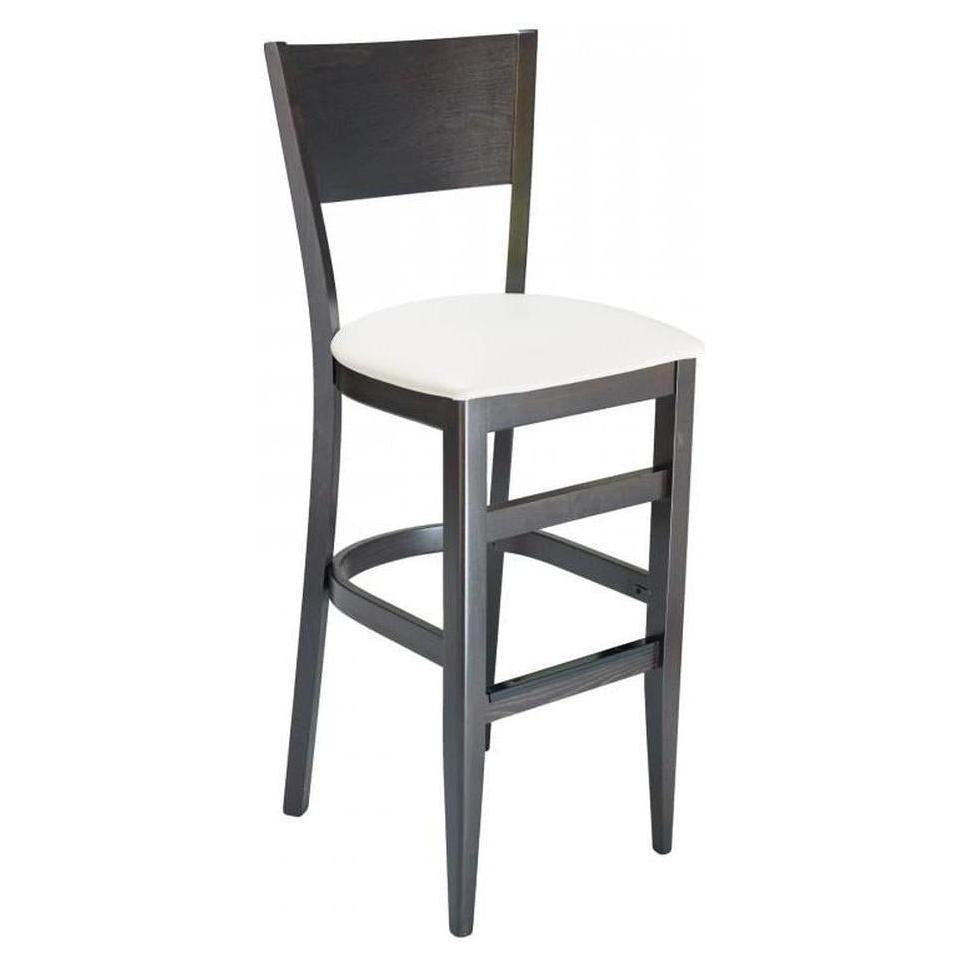 Modern European beech bar stool with square backrest