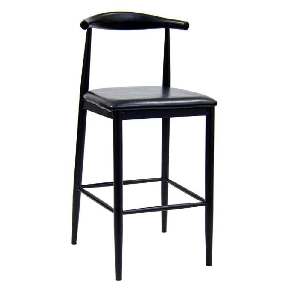 Black Metal Indoor Bar Stool with Black Vinyl Seat