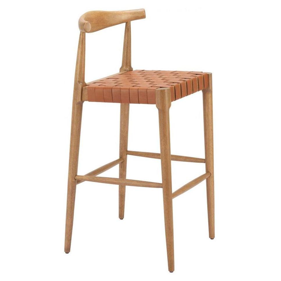 Taburete de bar ZAGHI de madera con respaldo curvado