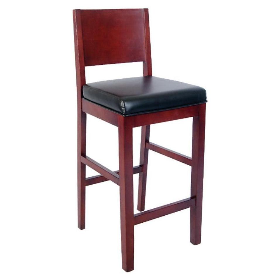 Bar stool in beech wood with black vinyl seat