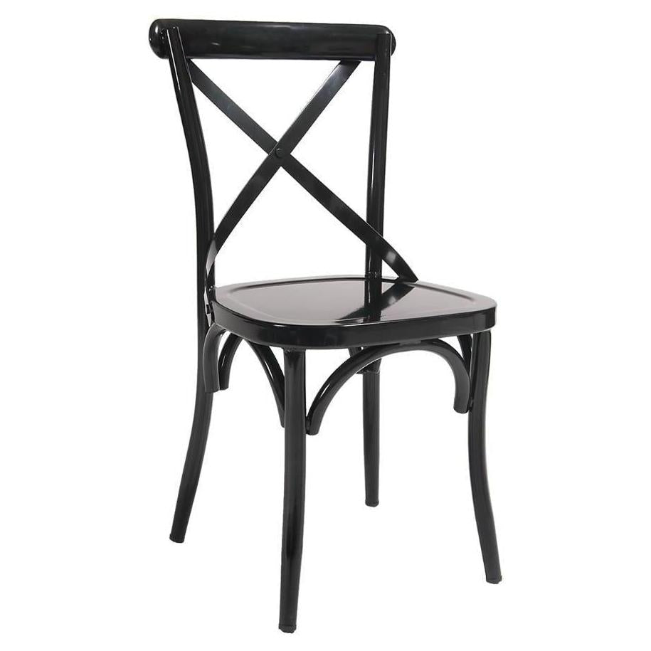 Black Steel Cross-Back Chair