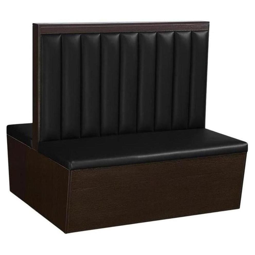 Banquettes restaurant en mélaminé à dossier 9 canaux avec dossier et assise vinyle noirs