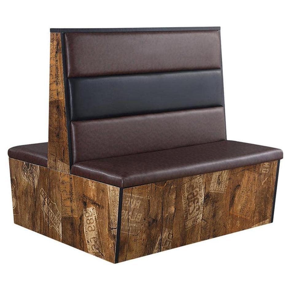 Banquettes restaurant en mélaminé style Americana vieilli avec dossier 3 canaux