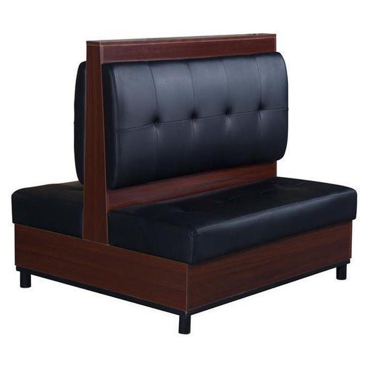 Banquettes restaurant en mélaminé avec dossier et assise vinyle noirs