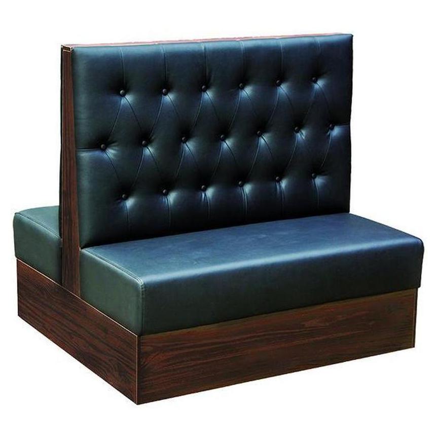 Banquettes restaurant en mélaminé avec vinyle noir capitonné