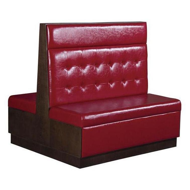Banquettes restaurant rembourrées rouges avec placage bois
