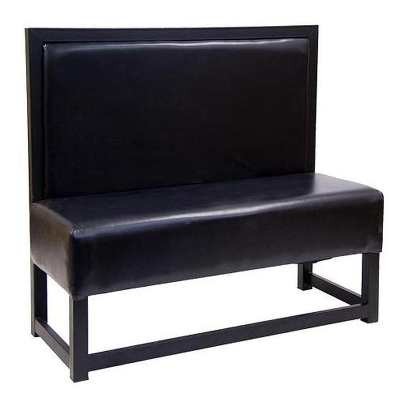 Black metal restaurant banquettes with solid backrest - simple version - length 152 or 183 cm