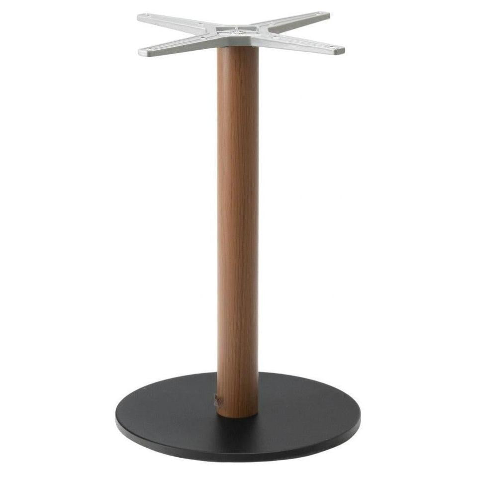 Piètements de table ronds extérieurs en aluminium avec colonne imitation bois
