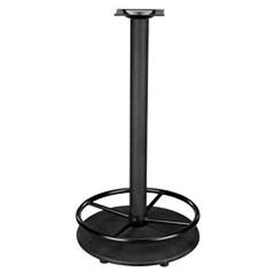 Round bar height table base with footrest