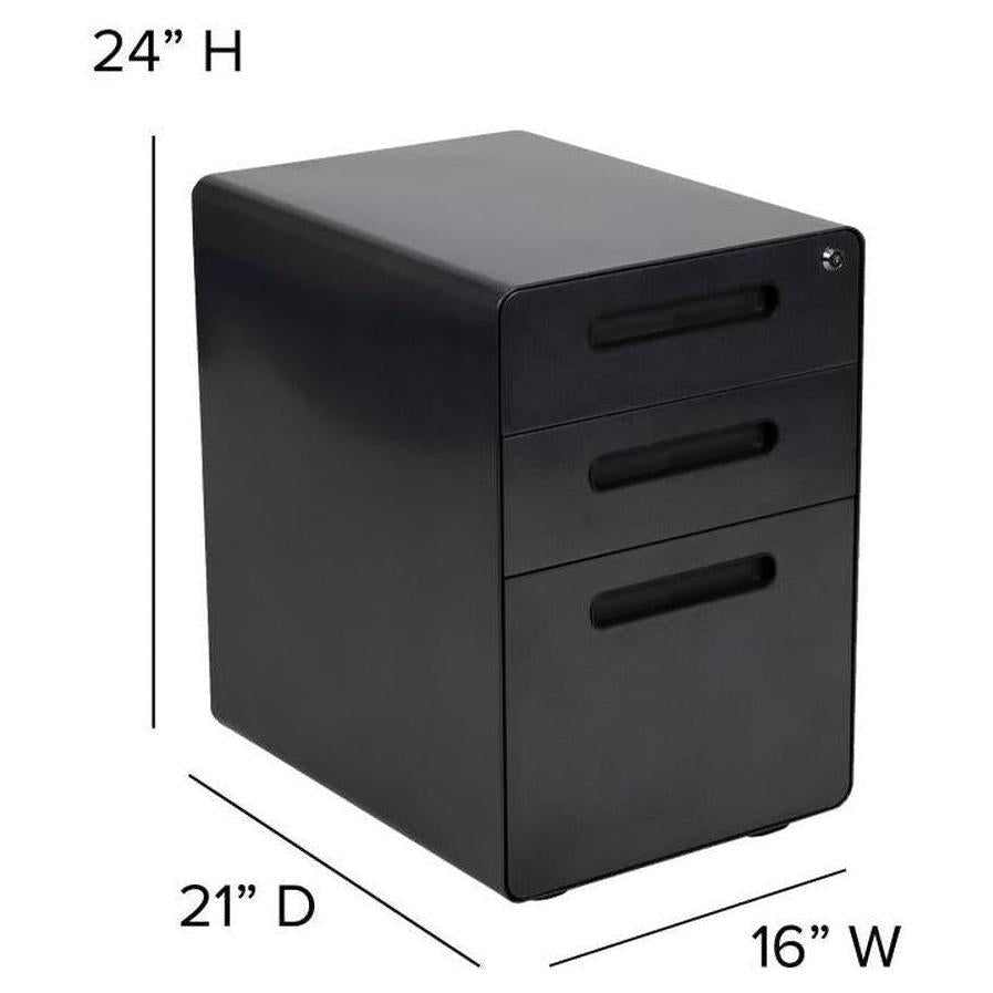 Ergonomic WYN 3-drawer mobile pedestal with lock