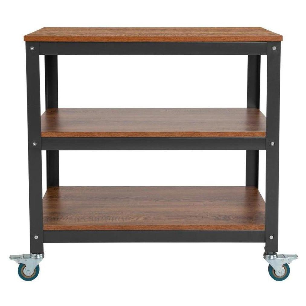 Desserte de rangement roulante AIRSTON largeur 76 cm avec roulettes métal, finition chêne brun