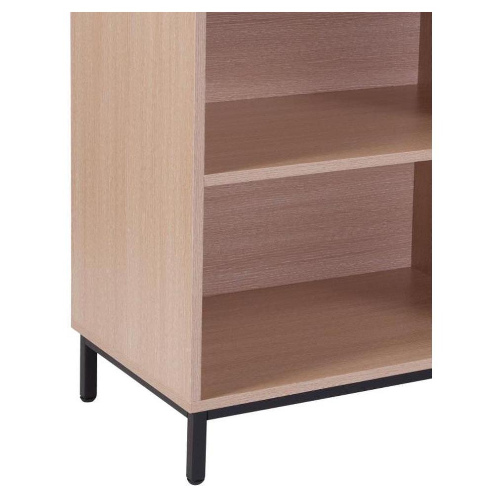 Biblioteca abierta AVERZ altura 75 cm con 4 estantes, acabado roble