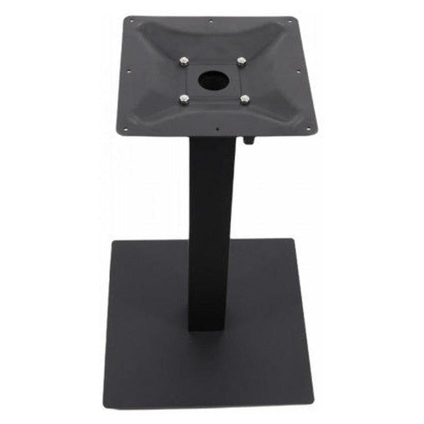 Pied de table carré extérieur en acier thermolaqué noir avec trou pour parasol