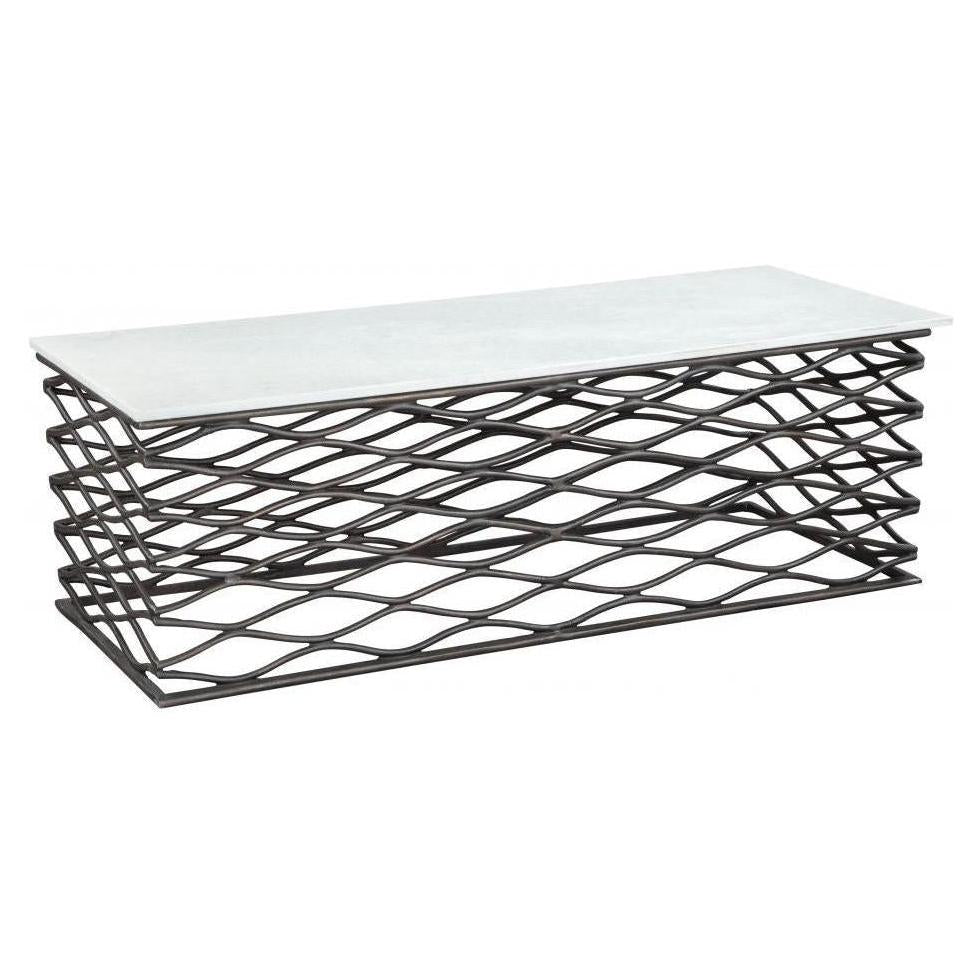 Coffee table ALEXANDRIE white with antique bronze finish