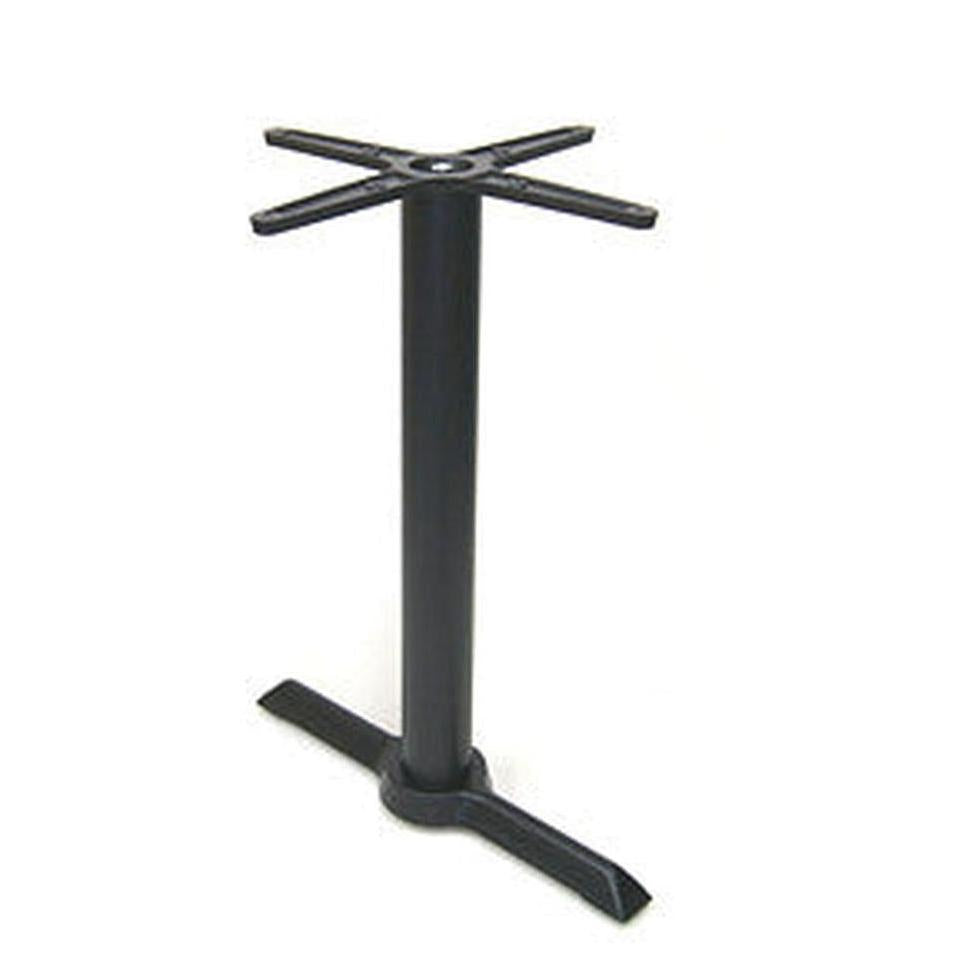 Base de mesa en forma de T para exteriores de acero termolacado negro