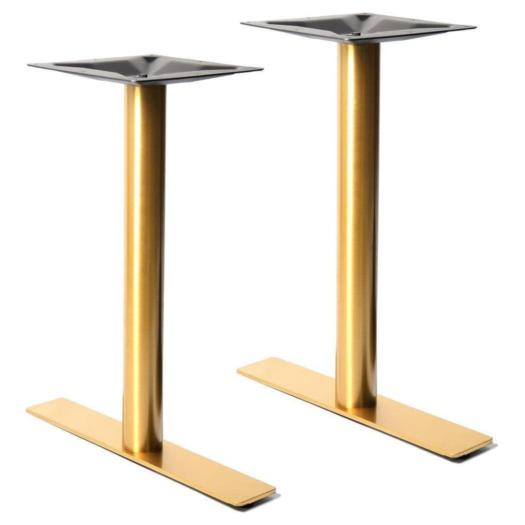 Base de mesa en forma de T exterior de acero inoxidable cepillado dorado grado 304 - 10 × 61 cm