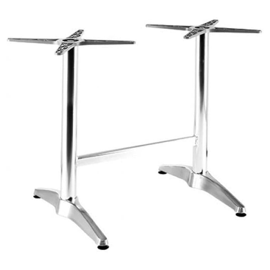 Double polished aluminum table base for indoor/outdoor use