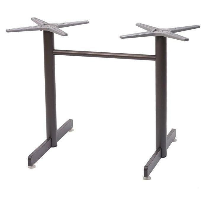 Base de mesa exterior de doble columna de aluminio con acabado en bronce - altura para comer
