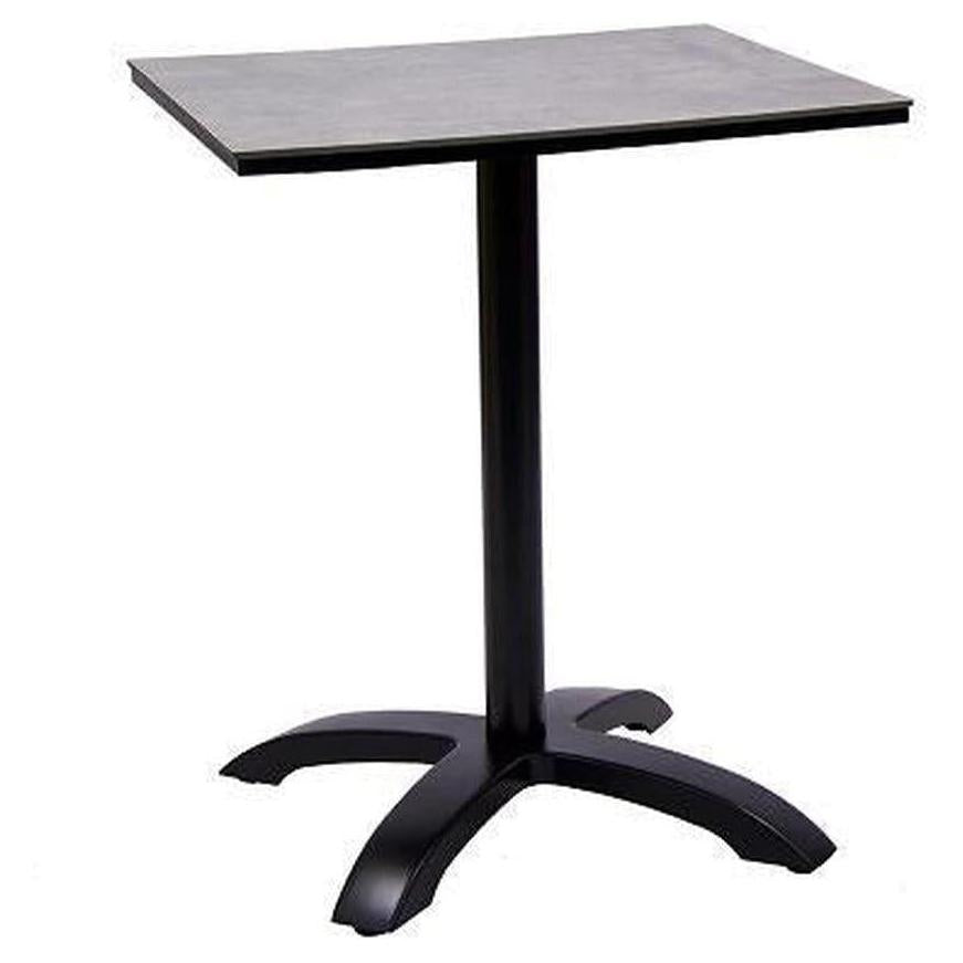 Outdoor table with high-pressure laminate top and aluminum base