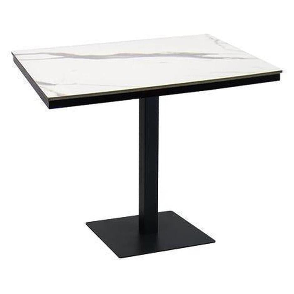 Mesa exterior 91 × 91 cm con tablero laminado de alta presión y estructura de aluminio