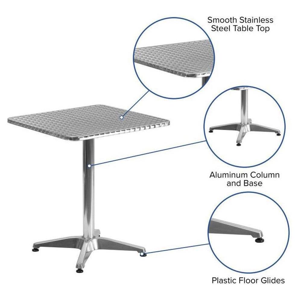 Square outdoor aluminum dining table