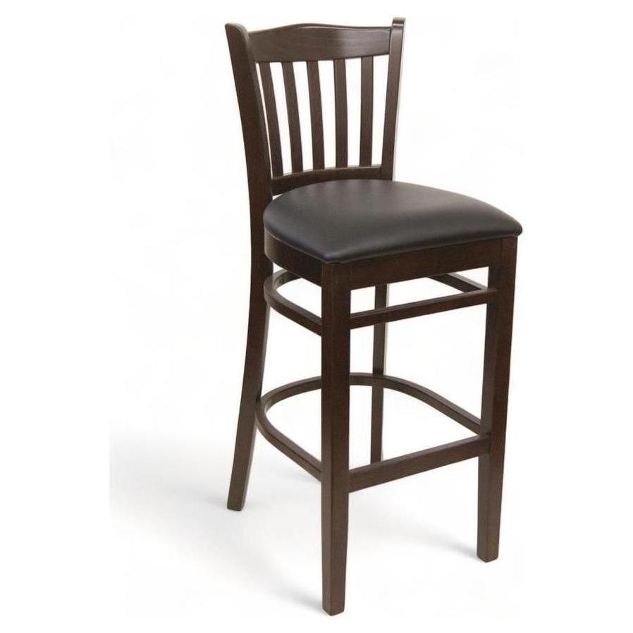 Taburete de bar de haya europea con asiento de vinilo negro